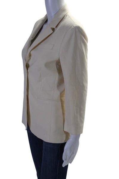 The Row Womens Wool Single Breasted Silk Lined Blazer Beige Size 8