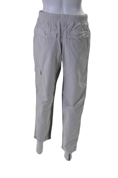 James Perse Womens Cotton Drawstring Waist Ribbed Trim Pants White Gray Size 1