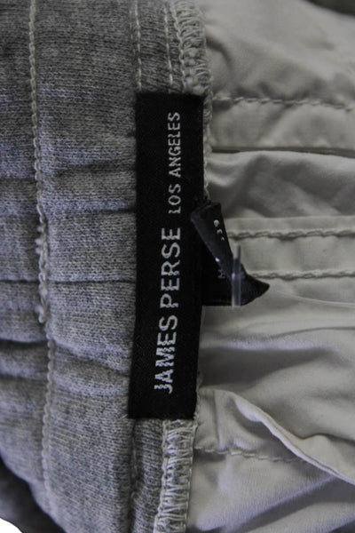 James Perse Womens Cotton Drawstring Waist Ribbed Trim Pants White Gray Size 1