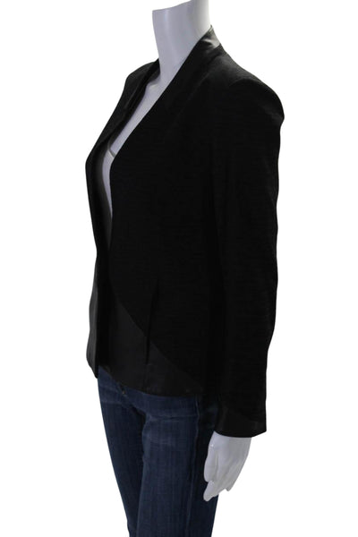 Helmut Lang Women's Long Sleeves Lined Leather Trim Blazer Black Size 2