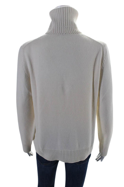 Chanel Womens Cashmere Long Sleeves Turtleneck Sweater White Size EUR 38