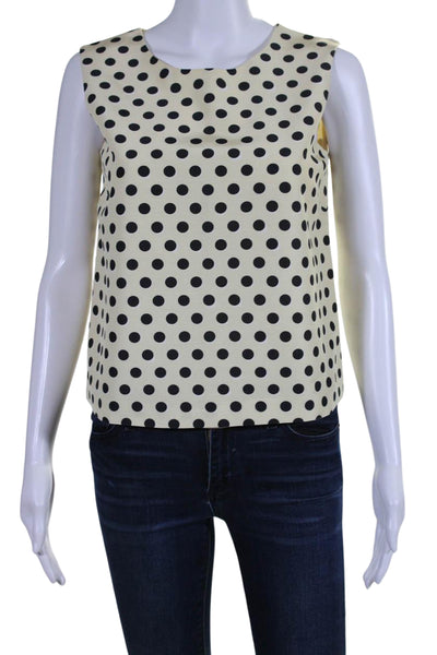 Rochas Womens Cotton Sleeveless Polka Dot Blouse Yellow Size 40