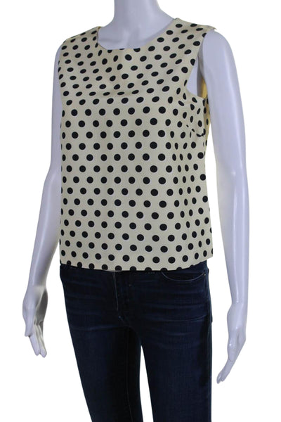 Rochas Womens Cotton Sleeveless Polka Dot Blouse Yellow Size 40