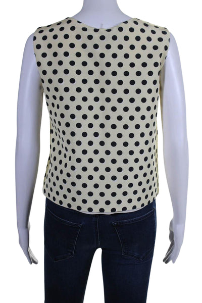 Rochas Womens Cotton Sleeveless Polka Dot Blouse Yellow Size 40