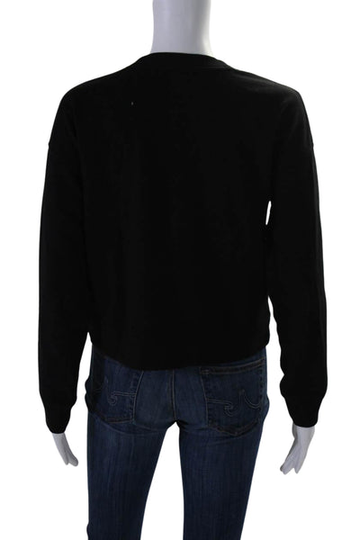 DKNY Jeans Women's Long Sleeves Embellish Pullover Sweatshirt Black Size XS