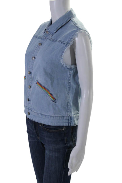 Stella McCartney Kids Girls Sleeveless Button Down Light Wash Denim Vest Size 14