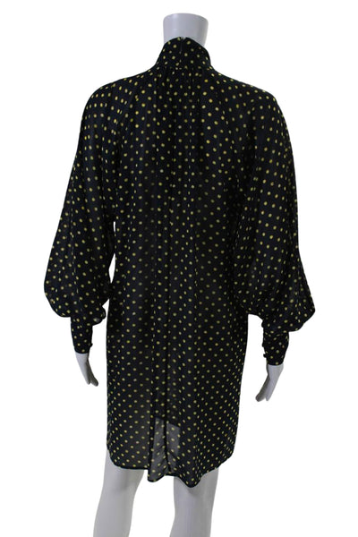 Michael Michael Kors Womens Polka Dot Print Tie Neck Shift Dress Blue Size S