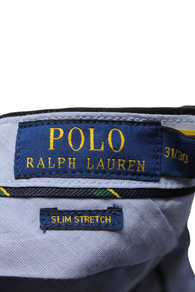 Polo Ralph Lauren Mens Cotton Button Slim Stretch Casual Pants Black Size EUR31