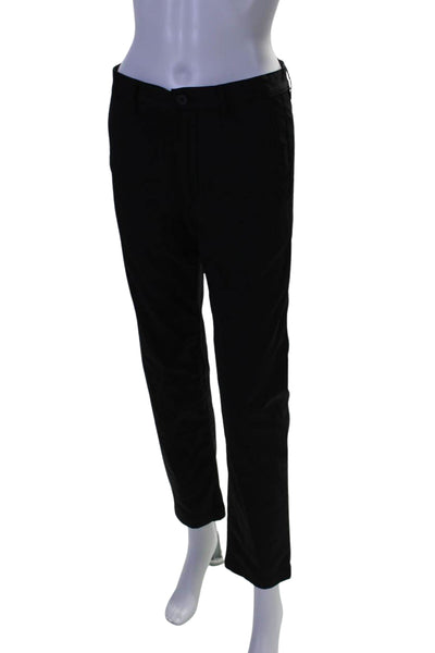 Theory Womens Mid Rise Flat Front Straight Leg Trousers Pants Black Size 28