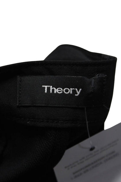 Theory Womens Mid Rise Flat Front Straight Leg Trousers Pants Black Size 28