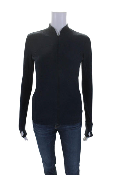 Track & Field Womens Full Zipper Mock Neck Track Shirt Navy Blue Size Small