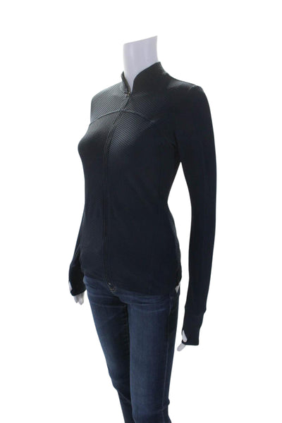 Track & Field Womens Full Zipper Mock Neck Track Shirt Navy Blue Size Small