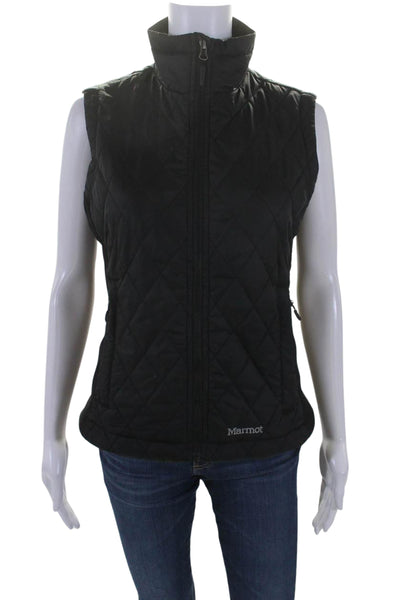 Marmot Womems Quilted Full Zipper Sleeveless Vest Jacket Black Size Small