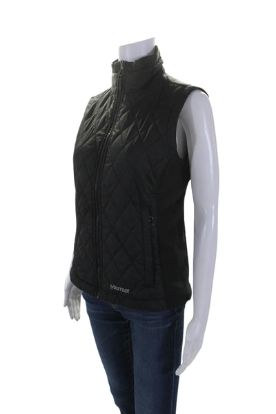 Marmot Womems Quilted Full Zipper Sleeveless Vest Jacket Black Size Small