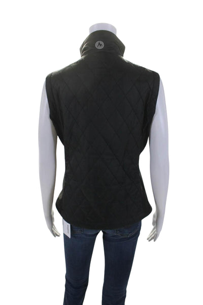 Marmot Womems Quilted Full Zipper Sleeveless Vest Jacket Black Size Small