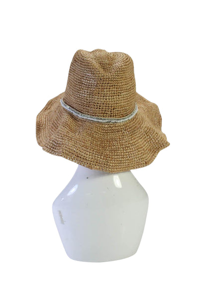 Ale By Alessandra Womens Straw Beaded Detail Sun Hat Beige Size One Size