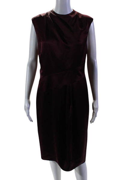 Lauren Ralph Lauren Womens Round Neck Sleeveless Sheath Dress Burgundy Size 8