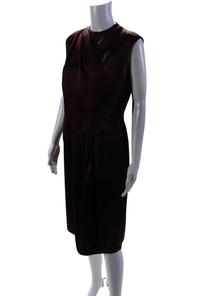 Lauren Ralph Lauren Womens Round Neck Sleeveless Sheath Dress Burgundy Size 8