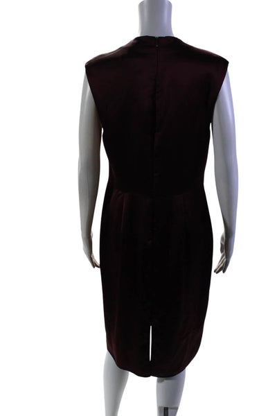 Lauren Ralph Lauren Womens Round Neck Sleeveless Sheath Dress Burgundy Size 8