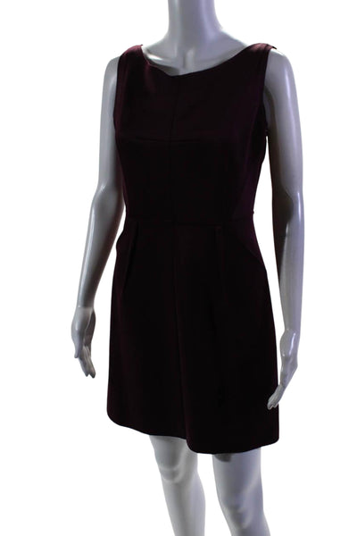 Milly Womens Round Neck Sleeveless Darted Zipped Midi Sheath Dress Purple Size M