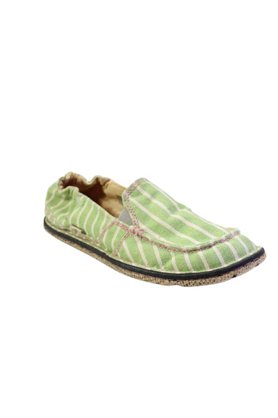 Simple Shoes Womens Striped Round Toe Loafers Flats Light Green Size 11