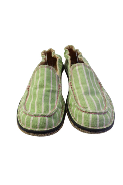 Simple Shoes Womens Striped Round Toe Loafers Flats Light Green Size 11