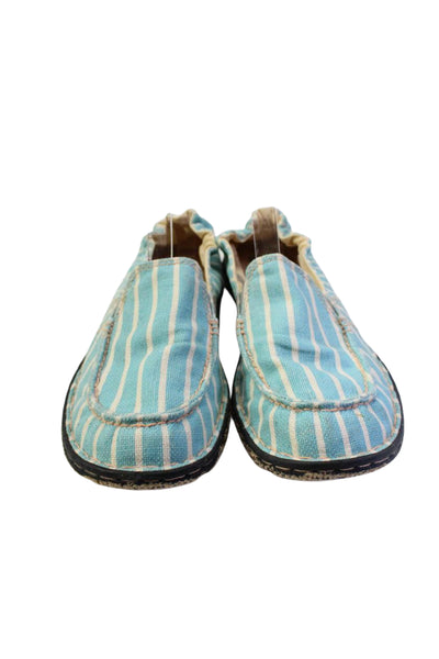 Simple Shoes Womens Striped Round Toe Loafers Flats Light Blue Size 11