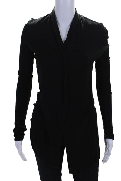 Row Womens Stretch Draped Long Sleeve Open Front Cardigan Sweater Black Size S