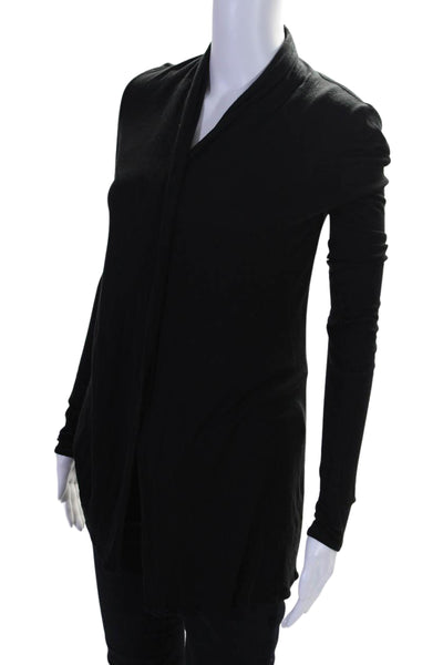 Row Womens Stretch Draped Long Sleeve Open Front Cardigan Sweater Black Size S