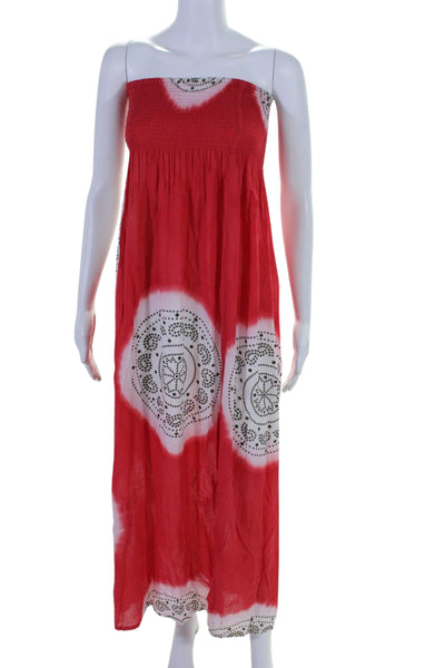 Cool Change Womens Smocked Spotted Print Sleeveless Long Maxi Dress Red Size S