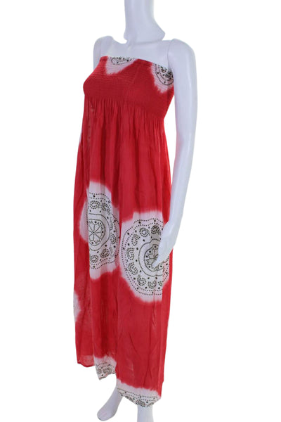 Cool Change Womens Smocked Spotted Print Sleeveless Long Maxi Dress Red Size S