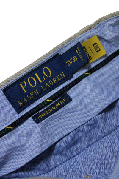 Polo Ralph Lauren Mens Stretch Slim Fit Khaki Pants Beige Cotton Size 31X30