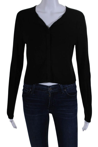 Lafayette 148 New York Womens Round Neck Button Up Cardigan Sweater Black Size S