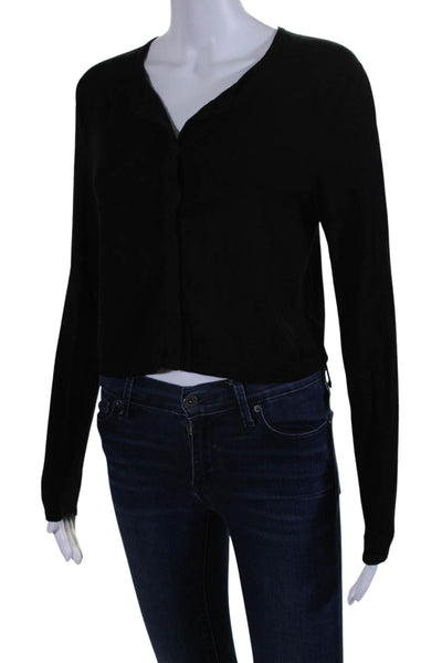 Lafayette 148 New York Womens Round Neck Button Up Cardigan Sweater Black Size S