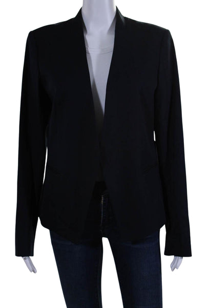 Theory Womens Cotton Blend Long Sleeve Open Front Blazer Jacket Navy Size 12