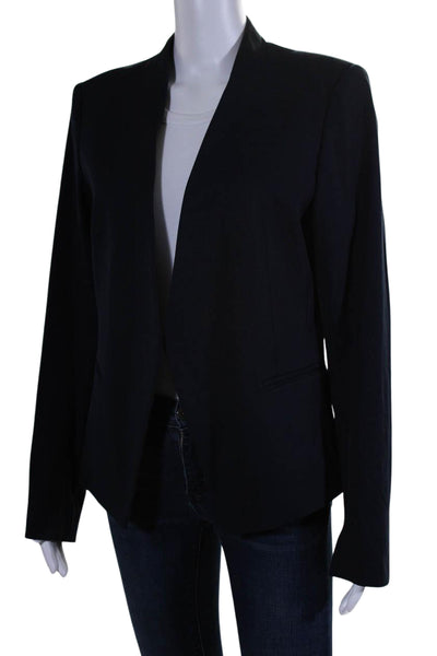 Theory Womens Cotton Blend Long Sleeve Open Front Blazer Jacket Navy Size 12