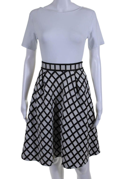 Sassa Bjorg Womens Geometric Print Flared Knee Length Skirt White Size 38