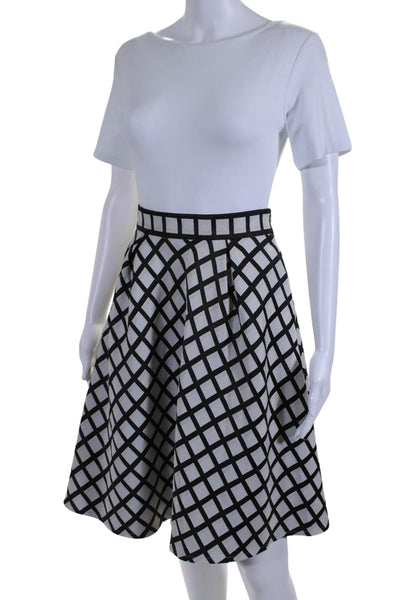 Sassa Bjorg Womens Geometric Print Flared Knee Length Skirt White Size 38