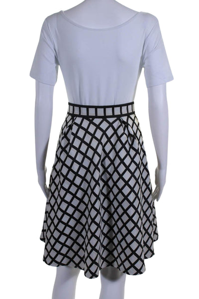 Sassa Bjorg Womens Geometric Print Flared Knee Length Skirt White Size 38