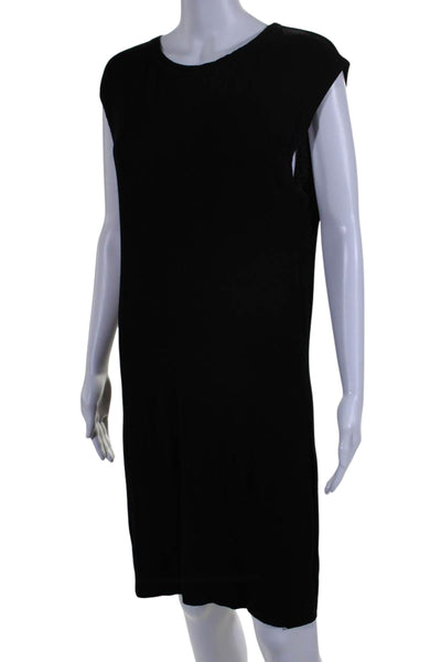 Enza Costa Wmens Stretch Rib Sleeveless Pullover Knee Length Dress Black Size M