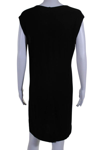 Enza Costa Wmens Stretch Rib Sleeveless Pullover Knee Length Dress Black Size M