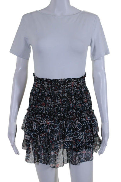 Isabel Marant Etoile Womens Silk Aztec Print Skirt Blue Size 36