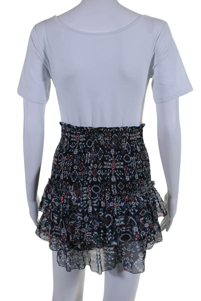 Isabel Marant Etoile Womens Silk Aztec Print Skirt Blue Size 36
