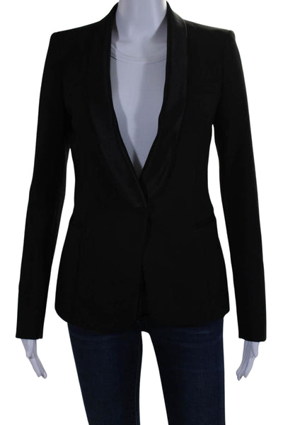 Zara Womens Darted Collared Buttoned Long Sleeve Blazer Jacket Black Size XS