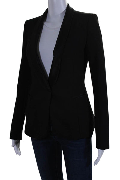 Zara Womens Darted Collared Buttoned Long Sleeve Blazer Jacket Black Size XS