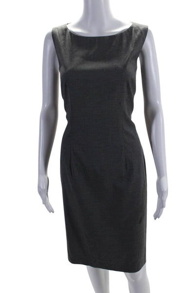 Boss Hugo Boss Womens Wool Round Neck Darted Sleeveless Zipped Dress Gray Size 6