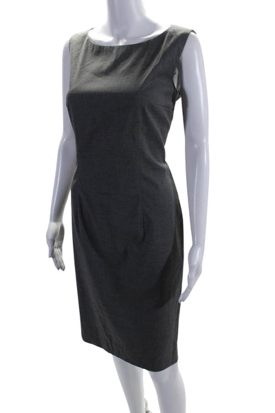 Boss Hugo Boss Womens Wool Round Neck Darted Sleeveless Zipped Dress Gray Size 6