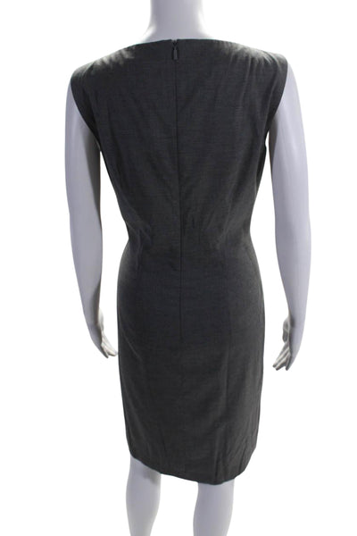 Boss Hugo Boss Womens Wool Round Neck Darted Sleeveless Zipped Dress Gray Size 6