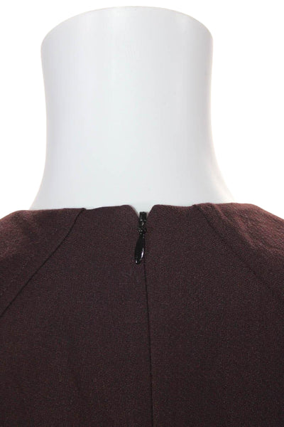 Reiss Womens Wool V-Neck Sleeveless Darted Zipped Midi Sheath Dress Brown Size 4