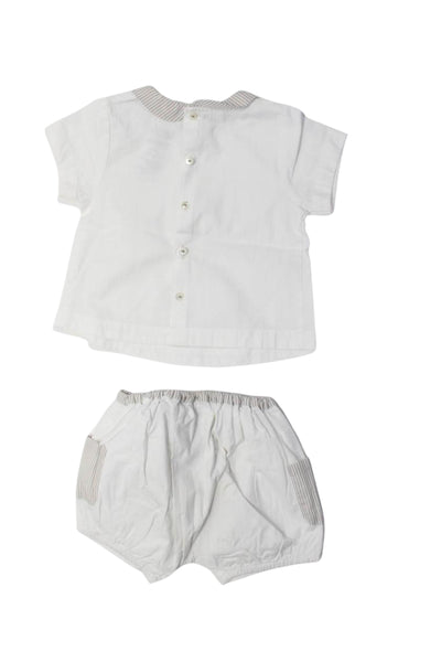 Jacadi Boys Round Neck Short Sleeves Shorts Set White Size 12M